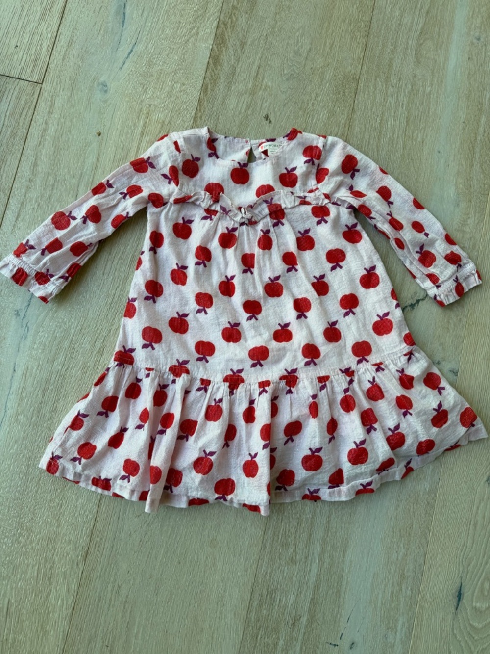 Crewcuts Red Apple Print Long-Sleeve Dress